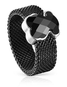Anillo de oso Tous Icon Mesh ónix brillante