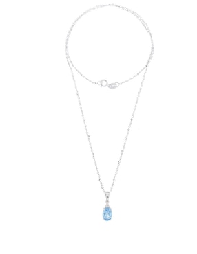 Dije Valessa de oro blanco 14 K topacio
