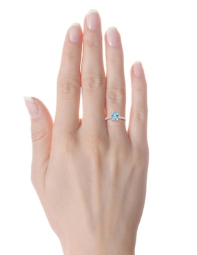 Anillo ovalado Valessa 14 k de oro blanco topacio brillante
