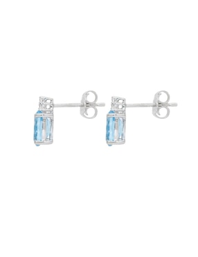 Aretes de aro Valessa de oro blanco con acabado pavé topacio
