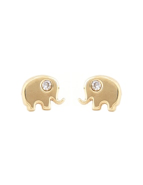 Broqueles De Oro 14 K Roca Zirconia