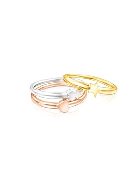 Anillo de flor Tous Ring Mix P 925 de plata vermeil rosa pulido