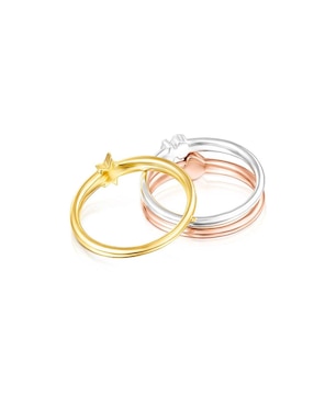 Anillo de flor Tous Ring Mix P 925 de plata vermeil rosa pulido