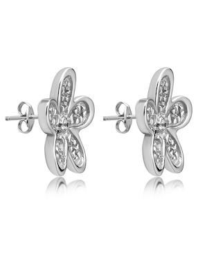 Broqueles de flor Jayda de oro 14 K con acabado pavé diamante