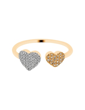 Anillo de corazón Jayda 14 k de oro amarillo diamante pavé