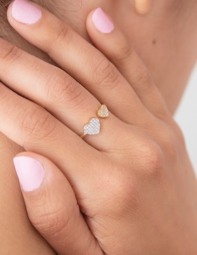 Anillo de corazón Jayda 14 k de oro amarillo diamante pavé