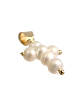 Dije de cruz Roca de oro amarillo 14 K perla