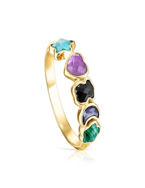Anillo Tous Glory P 925 de plata vermeil turquesa, amatista y ónix