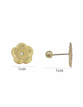 Broqueles Mancini de oro con acabado brillante zirconia