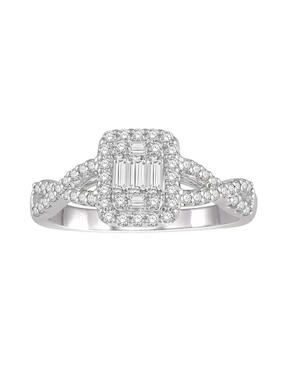 Solitario de oro blanco 14 k Amore Mio diamante