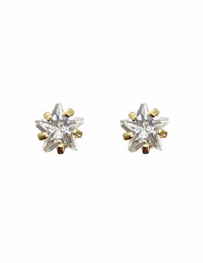 Broqueles Mancini de oro con acabado brillante zirconia