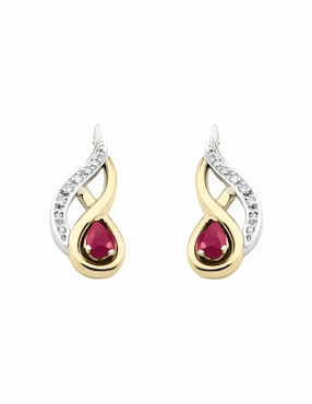 Aretes Fascinare de oro con acabado espejo rubí
