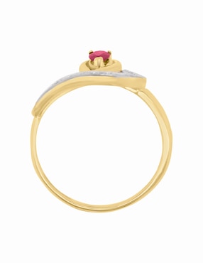 Anillo de gota Fascinare 14 k de oro amarillo rubí brillante