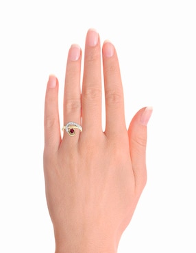 Anillo de gota Fascinare 14 k de oro amarillo rubí brillante