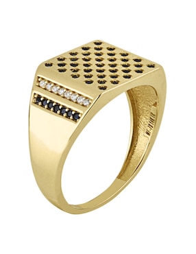 Anillo Dinasti 14 k de oro amarillo zirconia pavé