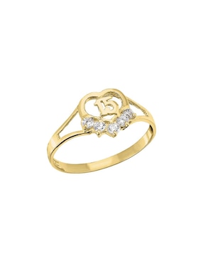 Anillo de corazón Joyería M De Leon zirconia brillante