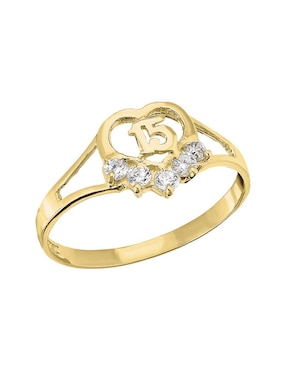 Anillo de corazón Joyería M De Leon zirconia brillante
