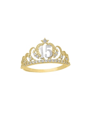 Anillo de corona Joyería M De Leon 10 k de oro zirconia brillante