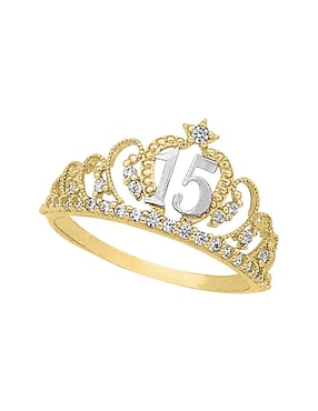Anillo de corona Joyería M De Leon 10 k de oro zirconia brillante