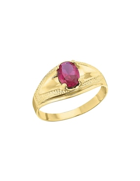 Anillo ovalado Joyería M De Leon 10 k de oro amarillo rubí brillante