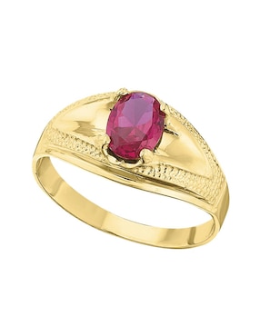 Anillo ovalado Joyería M De Leon 10 k de oro amarillo rubí brillante