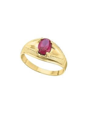 Anillo ovalado Joyería M De Leon 10 k de oro amarillo rubí brillante