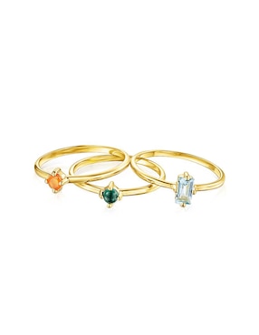 Anillo Tous Good Vibes P 925 de plata vermeil malaquita brillante