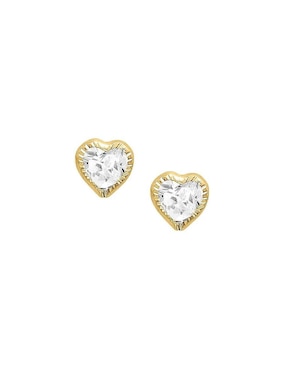 Broqueles de corazón Joyería M De Leon con acabado brillante zirconia
