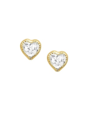 Broqueles de corazón Joyería M De Leon con acabado brillante zirconia
