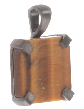 Dije cuadrado Tateossian de plata P 925 ojo de tigre