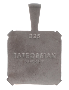 Dije cuadrado Tateossian de plata P 925 ojo de tigre