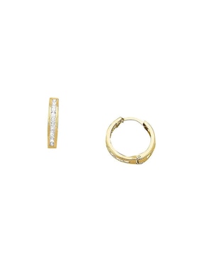 Aretes Huggies Joyería M De Leon De Oro 10 K Zirconia