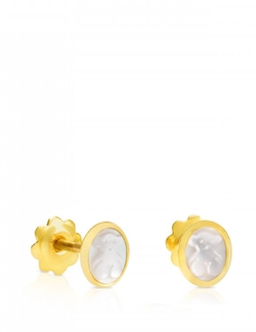 Aretes Broquel Tous Camee De Oro 18 K Madre Perla