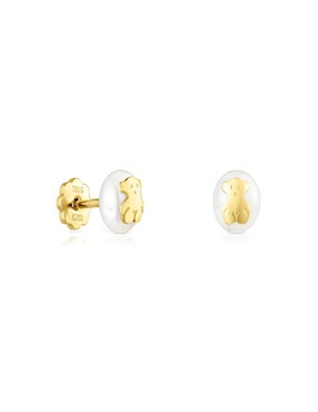 Broqueles Tous Icon Pearl De Oro Amarillo 18 K Perla