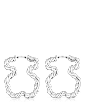 Arracadas de oso Tous Twisted de plata P 925 con acabado lustre