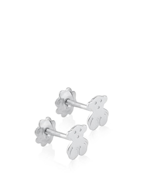 Broqueles de oso tous de oro blanco p 925 con acabado lustre