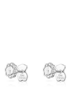 Broqueles de oso tous de oro blanco p 925 con acabado lustre