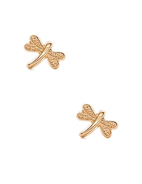 Aretes Broquel De Libélula Ttvarios Tetera De Oro 14 K