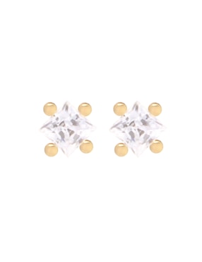 Broqueles Roca de oro con acabado pavé zirconia
