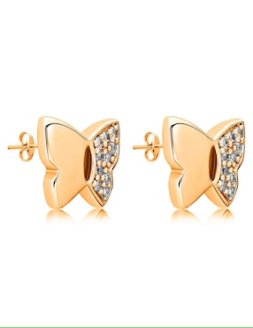 Broqueles de mariposa Jayda de oro con acabado pavé diamante