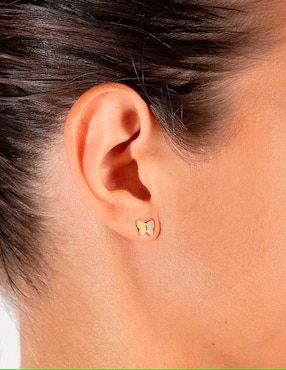 Broqueles de mariposa Jayda de oro con acabado pavé diamante