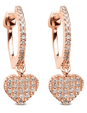 Aretes Huggies De Corazón Centeralia De Oro Rosa 14 K