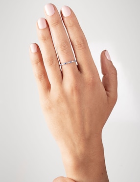 Anillo Jayda 14 k de oro blanco zafiro y diamante brillante