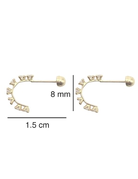Broqueles Mancini de oro con acabado brillante zirconia
