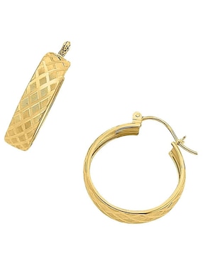 Aretes de aro redondos Joyería M De Leon de oro con acabado brillante