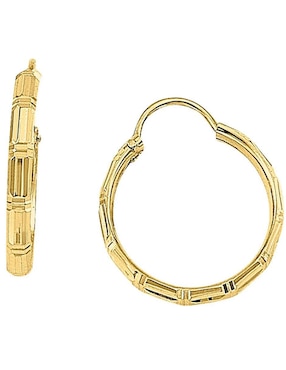 Aretes de aro redondos Joyería M De Leon de oro con acabado brillante