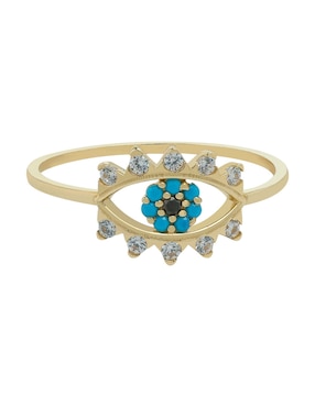 Anillo de ojo D Cadena 14 k de oro zirconia brillante