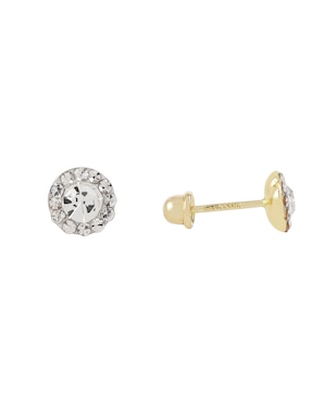 Broqueles redondos D Cadena de oro zirconia