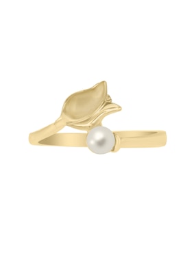 Anillo de flor Fianelli Tulipan 14 k de oro amarillo perla brillante