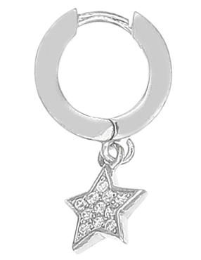 Aretes de estrella Silvex Spa de plata P 925 con acabado brillante circonita